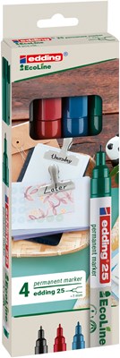 edding 25 EcoLine Permanentmarker 4er Set sortiert, Rundspitze 1 mm (Art.-Nr.: 4-25-4)