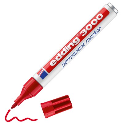 edding 3000 Permanentmarker rot, Rundspitze 1,5-3 mm (Art.-Nr.: 4-3000002)