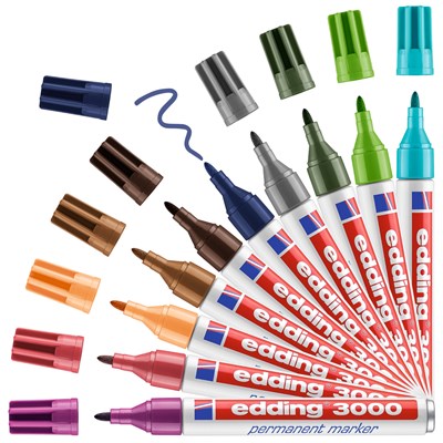 edding 3000 Permanentmarker 10er Set sortiert (011-020), Rundspitze 1,5-3 mm (Art.-Nr.: 4-3000099)