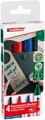 edding 3300 Permanentmarker 4er Set sortiert, Keilspitze 1-5 mm (Art.-Nr.: 4-3300-4-2)