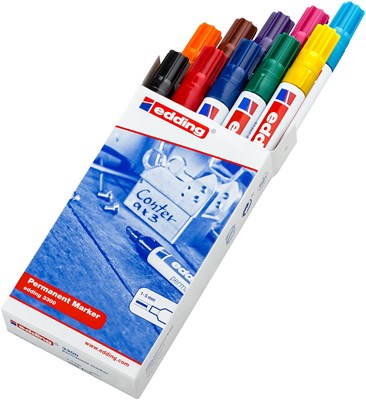 edding 3300 Permanentmarker 10er Set sortiert, Keilspitze 1-5 mm (Art.-Nr.: 4-3300999)