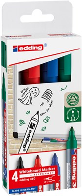 edding 360 Whiteboardmarker 4er Set sortiert, Rundspitze 1,5-3 mm (Art.-Nr.: 4-360-4-2)