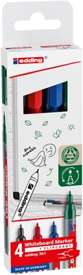 edding 361 Whiteboardmarker 4er Set sortiert, Rundspitze 1 mm (Art.-Nr.: 4-361-4-2)