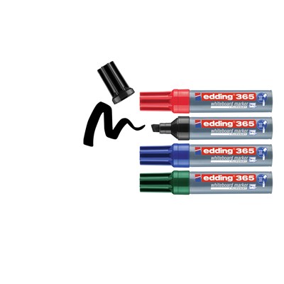 edding 365 Whiteboardmarker 4er Set sortiert, Keilspitze 2-7 mm (Art.-Nr.: 4-365-4)