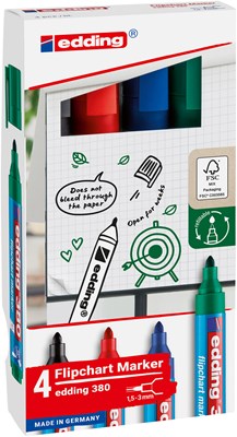 edding 380 Flipchartmarker 4er Set sortiert, Rundspitze 1,5-3 mm (Art.-Nr.: 4-380-4-2)