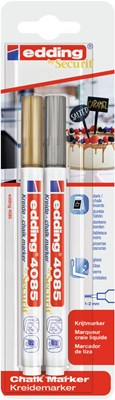 edding 4085 Kreidemarker 2er Set gold/silber, Rundspitze 1-2 mm (Art.-Nr.: 4-4085-2-15354)