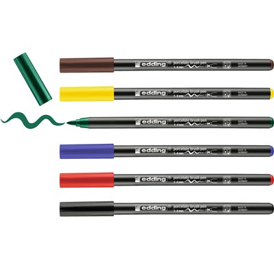 edding 4200 Porzellanpinselstift 6er Set family sortiert, Pinselspitze 1-4 mm (Art.-Nr.: 4-4200-6)