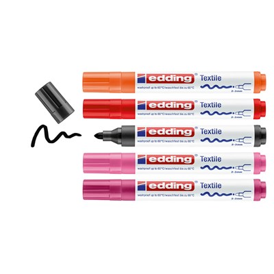 edding 4500 Textilmarker 5er-Set sortiert warm, Rundspitze 2-3 mm (Art.-Nr.: 4-4500-5999)