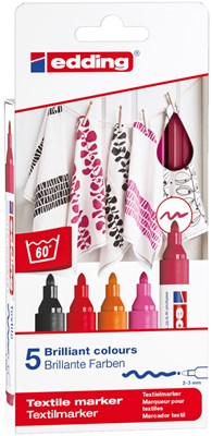 edding 4500 Textilmarker 5er-Set sortiert warm, Rundspitze 2-3 mm (Art.-Nr.: 4-4500-5999)