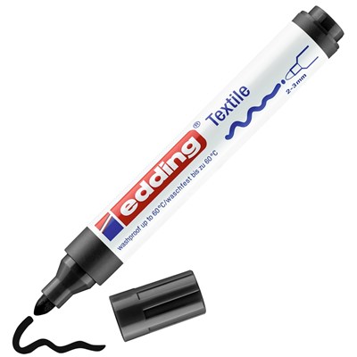 edding 4500 Textilmarker schwarz, Rundspitze 2-3 mm (Art.-Nr.: 4-4500001)