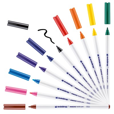 edding 4600 Textilstift 10er-Set sortiert basic, Rundspitze 1 mm (Art.-Nr.: 4-4600-10999)