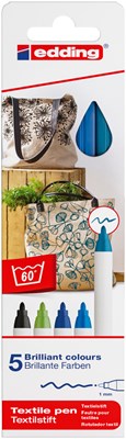 edding 4600 Textilstift 5er-Set cool,  Rundspitze 1 mm (Art.-Nr.: 4-4600-5099)