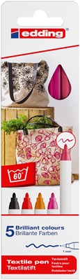 edding 4600 Textilstift 5er-Set warm, Rundspitze 1 mm (Art.-Nr.: 4-4600-5999)