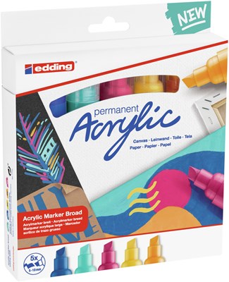 edding 5000 Acrylmarker breit 5er Set sortiert abstrakt, Keilspitze 5-10 mm (Art.-Nr.: 4-5000-5-999)