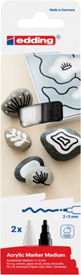 edding 5100 Acrylmarker medium 2er Set, schwarz, weiß, Rundspitze 2-3 mm (Art.-Nr.: 4-5100-2)