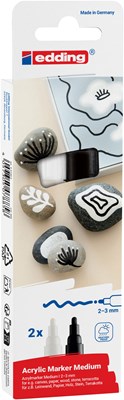 edding 5100 Acrylmarker medium 2er Set, schwarz, weiß, Rundspitze 2-3 mm (Art.-Nr.: 4-5100-2)