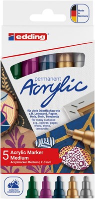 edding 5100 Acrylmarker medium 5er Set sortiert festlich, Rundspitze 2-3 mm (Art.-Nr.: 4-5100-5-999)
