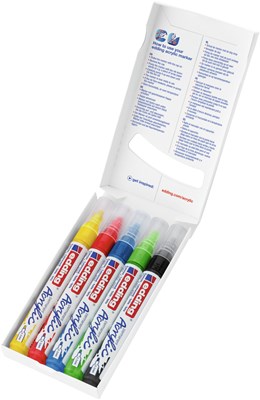 edding 5100 Acrylmarker medium 5er Set sortiert basic, Rundspitze 2-3 mm (Art.-Nr.: 4-5100-5)
