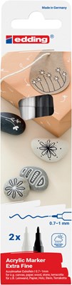 edding 5500 Acrylmarker extra fein schwarz + weiß, 2er Set, Rundspitze 0,7-1 mm (Art.-Nr.: 4-5500-2)