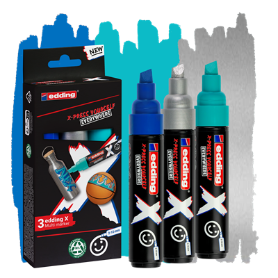 edding 6900 X Multi Marker, Ocean Color Set, 3 Acrylstifte, Keilspitze 2-10 mm (Art.-Nr.: 4-6900-3-1)