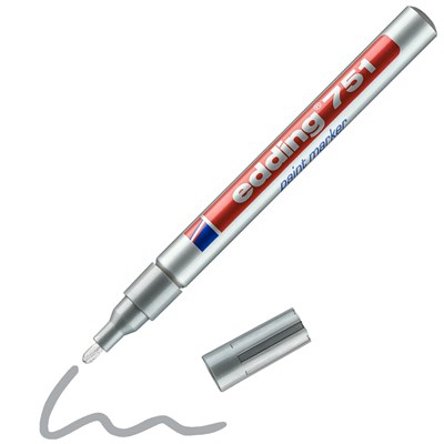 edding 751 Lackmarker silber, Rundspitze 1-2 mm (Art.-Nr.: 4-751054)