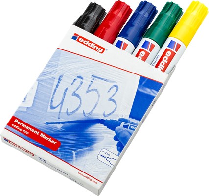 edding 800 Permanentmarker 5er Set sortiert, Keilspitze 4-12 mm (Art.-Nr.: 4-800999)