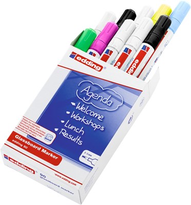 edding 90 Glasboardmarker 10er Set sortiert, Rundspitze 2-3 mm (Art.-Nr.: 4-90999)