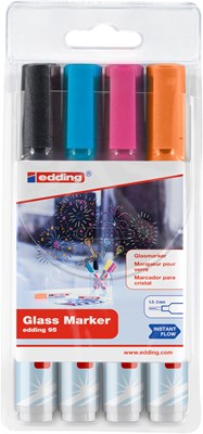 edding 95 Glasmarker 4er Set dunkel sortiert, Rundspitze 1,5-3mm  