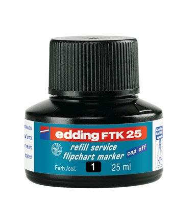 edding FTK 25 Nachfülltinte für Flipchartmarker schwarz, 25 ml (Art.-Nr.: 4-FTK25001)