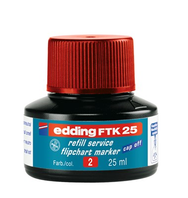 edding FTK 25 Nachfülltinte für Flipchartmarker rot, 25 ml (Art.-Nr.: 4-FTK25002)