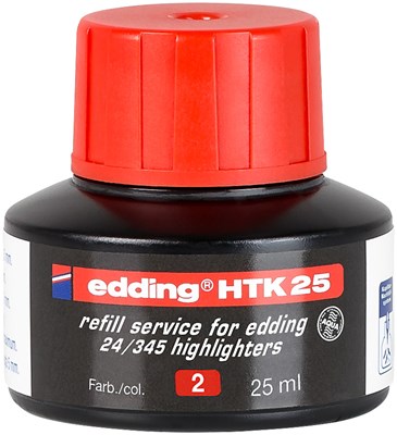 edding HTK 25 Nachfülltinte für Textmarker rot, 25 ml (Art.-Nr.: 4-HTK25002)