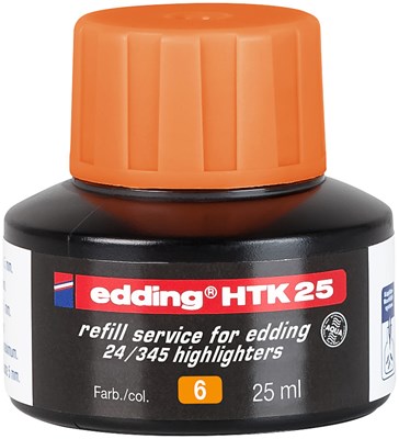 edding HTK 25 Nachfülltinte für Textmarker orange, 25 ml (Art.-Nr.: 4-HTK25006)