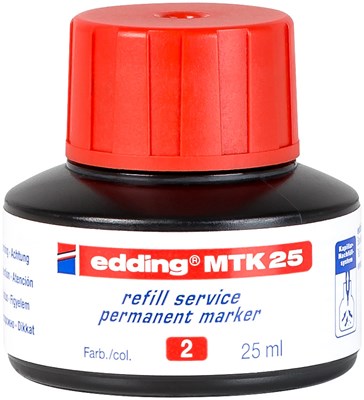 edding MTK 25 Nachfülltinte für Permanentmarker rot, 25 ml (Art.-Nr.: 4-MTK25002)