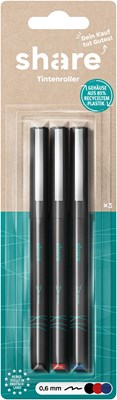 share Tintenroller schwarz-rot-blau 3er-Blister (Art.-Nr.: 4-0010-3)