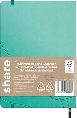 share Notizbuch A6 blanko türkis (Art.-Nr.: 4-0014515)