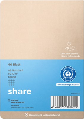 share Notizheft A6 kariert pastellblau-lavendel (Art.-Nr.: 4-0015)