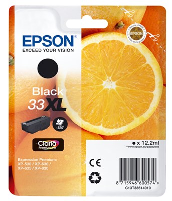 Epson 33XL Tintenpatrone, schwarz, hohe Füllmenge (Art.-Nr.: C13T33514012)