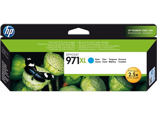 HP 971XL Tintenpatrone, cyan, hohe Kapazität (Art.-Nr.: CN626AE)