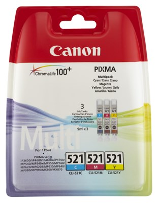 Canon Multipack Tintenpatronen 3er Set cyan/magenta/yellow (Art.-Nr.: CLI-521Z)