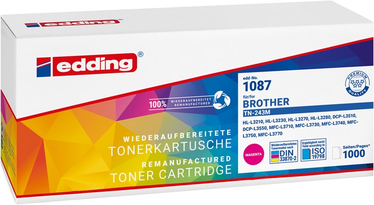 edding Tonerkassette, magenta, ersetzt Brother TN-243M (Art.-Nr.: 18-1087)