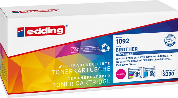 edding Tonerkassette, magenta, ersetzt Brother TN-248XLM (Art.-Nr.: 18-1092)