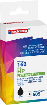 edding Tintenpatrone, schwarz, ersetzt HP21XL (C9351CE) (Art.-Nr.: 18-162)