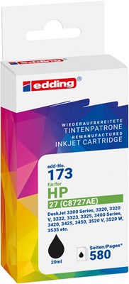 edding Tintenpatrone, schwarz, ersetzt HP27 (C8727A) (Art.-Nr.: 18-173)