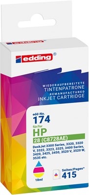 edding Tintenpatrone, 3-farbig, ersetzt HP28 (C8728A) (Art.-Nr.: 18-174)
