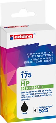 edding Tintenpatrone, schwarz, ersetzt HP56 (C6656A) (Art.-Nr.: 18-175)