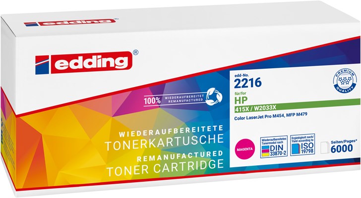 edding Toner, Magenta, 6.000 Seiten, ersetzt HP 415X (W2033X) (Art.-Nr.: 18-2216)