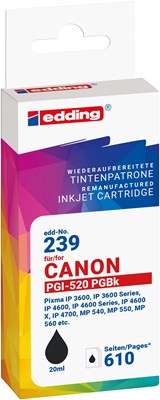 edding Tintenpatrone, schwarz, ersetzt Canon PGi-520Bk (Art.-Nr.: 18-239-01)