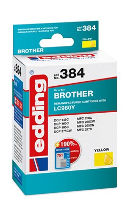 edding Tintenpatrone, yellow, ersetzt Brother LC980Y (Art.-Nr.: 18-384)