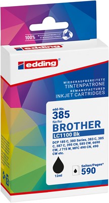 edding Tintenpatrone, schwarz, ersetzt Brother LC1100BK (Art.-Nr.: 18-385)