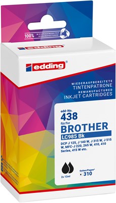 edding Tintenpatrone, schwarz, ersetzt Brother LC985BK (Art.-Nr.: 18-438)